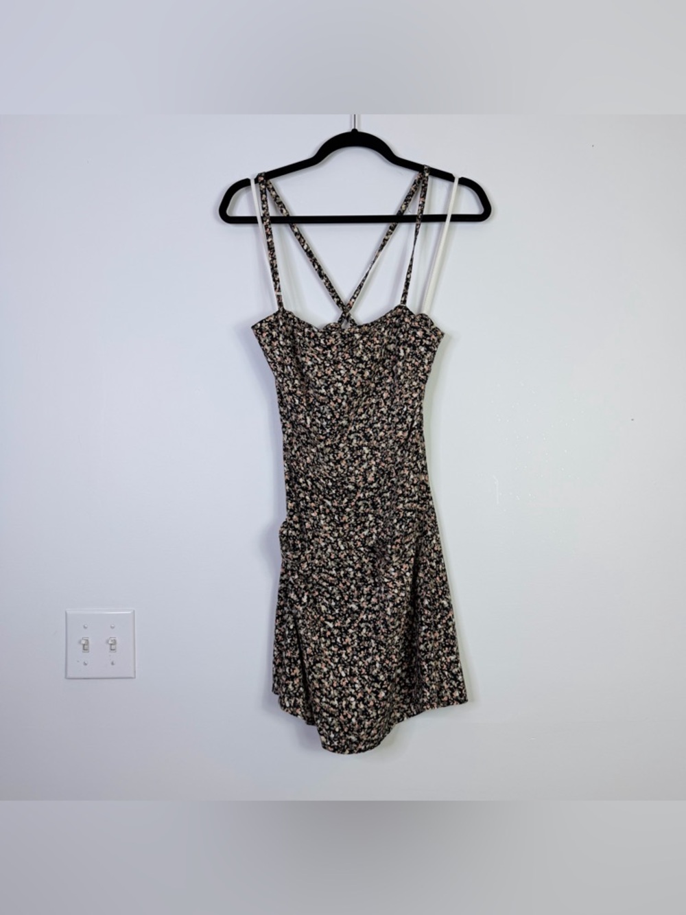 Jamie Brooke | Vintage Floral Print Strappy Sweetheart Neckline Mini Dress M